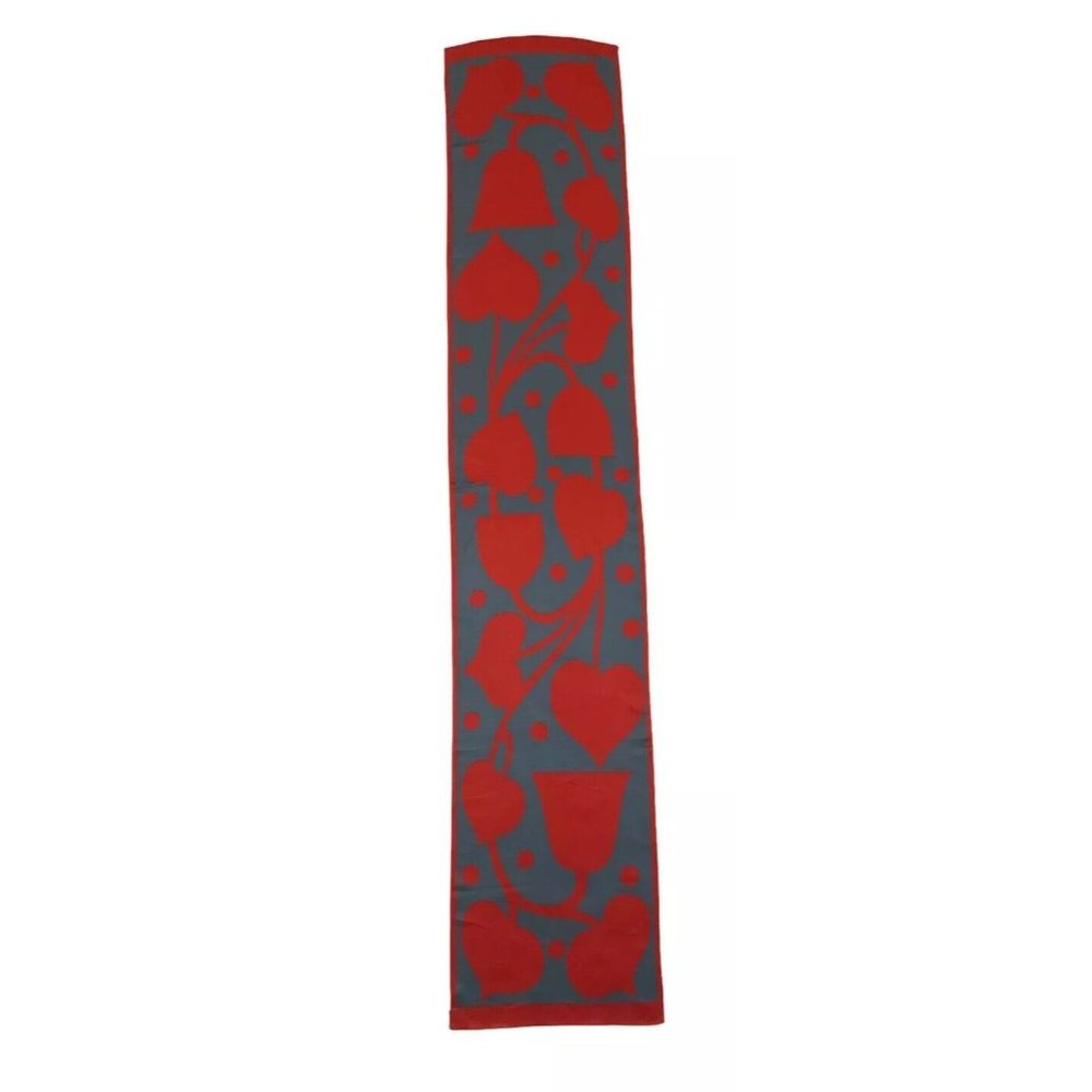 MARC JACOBS Red Heart Silk Scarf ITALY 68"/ 13" EC